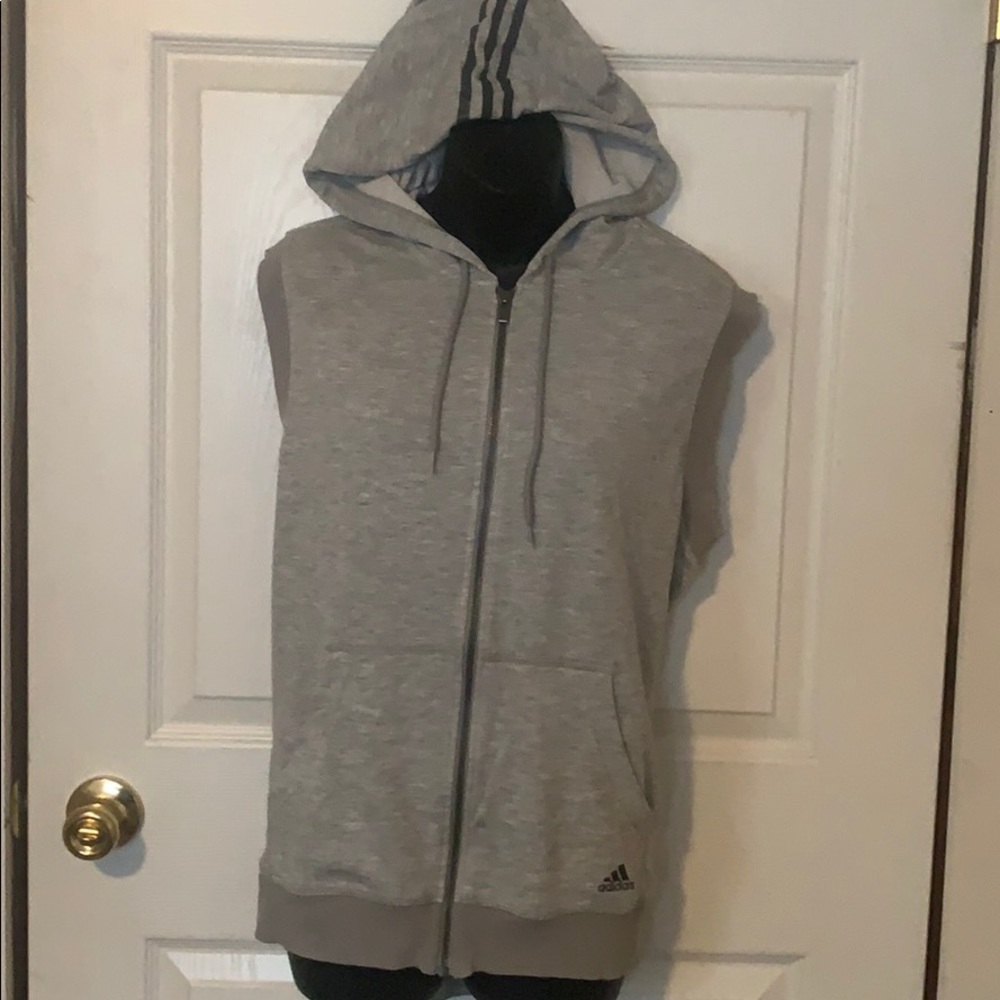 Adidas zip up vest with hood
